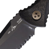 Microtech Socom Alpha Mini Warcom Blackout Carbon Fiber Partially Serrated Fixed Blade Knife 93M2DLCCFS