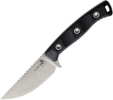 Microtech Akris Black G10 Stonewash Bohler M390MK Fixed Blade Knife w/ Black Leather Sheath 9510BK2
