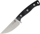 Microtech Akris Black G10 Stonewash Bohler M390MK Fixed Blade Knife w/ Brown Leather Sheath 9510BK3