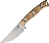 Microtech Akris Dark Earth G10 Stonewash Bohler M390MK Fixed Blade Knife w/ Brown Kydex Sheath 9510DE6