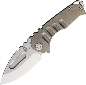 Medford Genesis T Framelock Tumbled Titanium Folding Drop Pt S45VN Knife 0294TD01TM