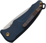 Medford Smooth Criminal Button Lock Blue Aluminum Folding S45VN Knife 0394TQ44AU