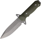 Medford AIO-2 OD Green G10 CPM-3V Partially Serrated Fixed Blade Knife 1193TQ10LE