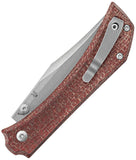 Mercury Amon Button Lock Red Micarta Folding Elmax Clip Pt Pocket Knife 9AMNRBC