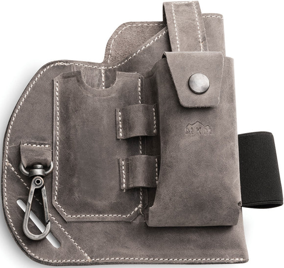 MKM-Maniago Knife Makers Gray Leather Knife Belt Organizer BOLS1