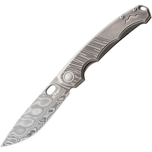 MKM-Maniago Knife Makers Eclipse Linerlock LTE Gray Titanium Folding Damasteel Knife ELD