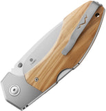 MKM-Maniago Knife Makers Hero Lockback Olive Wood Folding Bohler M390 Knife HROT