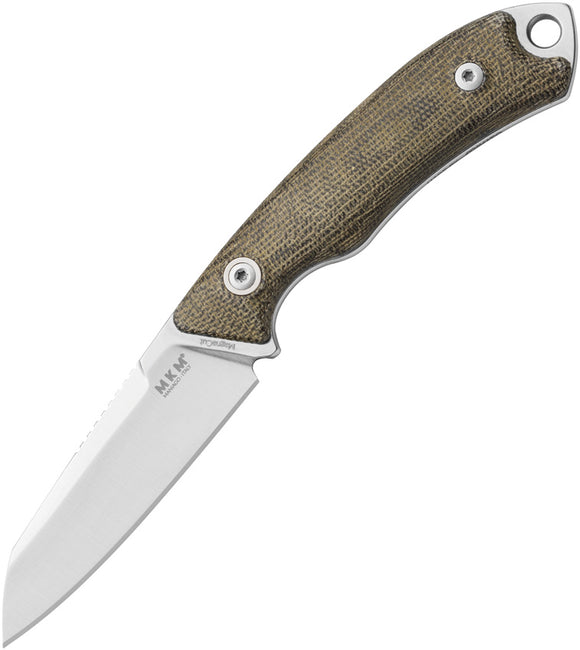 MKM-Maniago Knife Makers Pocket Tango 2 Green Micarta MagnaCut Fixed Blade Knife PT2GC