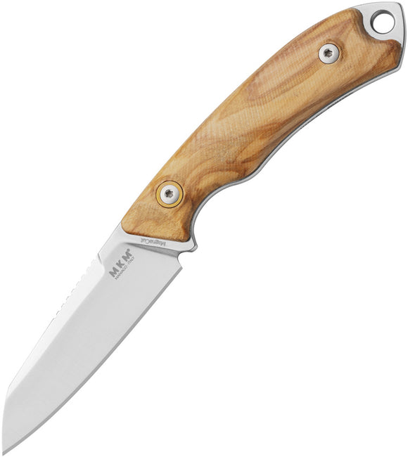 MKM-Maniago Knife Makers Pocket Tango 2 Olive Wood MagnaCut Fixed Blade Knife PT2O