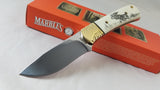 Marbles Scrimshaw White Smooth Bone Fixed Blade Knife w/ Sheath 441