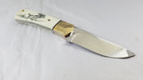 Marbles Scrimshaw White Smooth Bone Fixed Blade Knife w/ Sheath 441