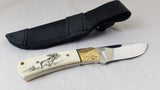 Marbles Scrimshaw White Smooth Bone Fixed Blade Knife w/ Sheath 441