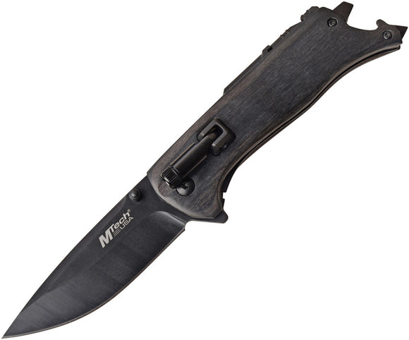 MTech Linerlock Black Pakkawood Folding 3Cr13 Steel Pocket Knife 1082BK