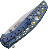Mtech Linerlock Blue Aluminum Folding Stainless Steel Pocket Knife 2015BL