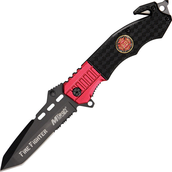 MTech Rescue Linerlock Fire Fighter Folding Stainless Pocket Knife 740FD
