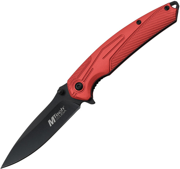 Mtech Linerlock A/O Red Aluminum Folding 3Cr13 Stainless Drop Pt Knife A1203RD