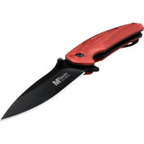 Mtech Linerlock A/O Red Aluminum Folding 3Cr13 Stainless Drop Pt Knife A1203RD