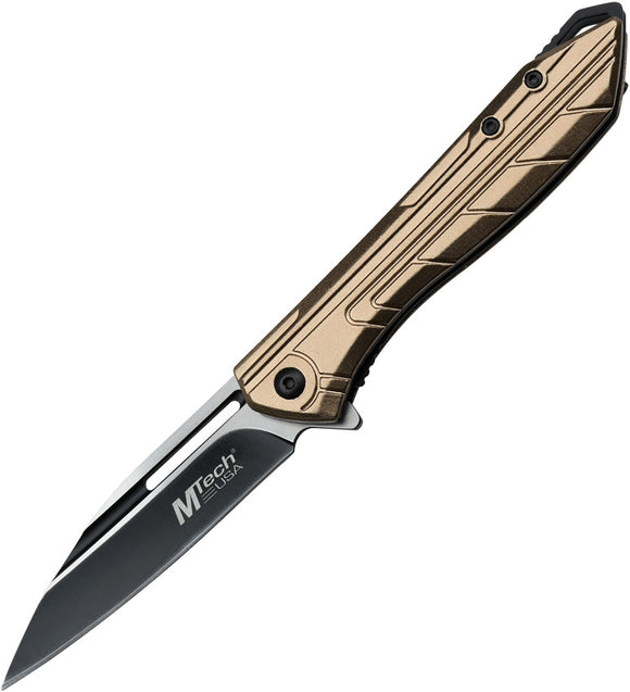 Mtech Linerlock A/O Tan Aluminum Folding Stainless Pocket Knife A1204TN