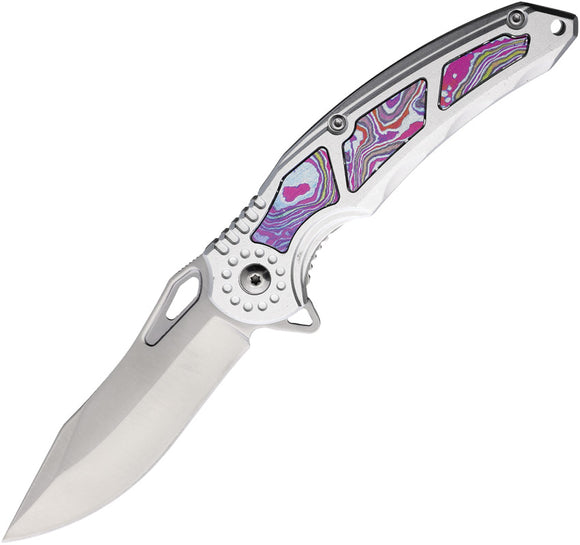 Mtech Linerlock A/O Purple Aluminum Folding 3Cr13 Stainless Pocket Knife A2010PL
