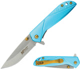 Mtech Linerlock A/O Teal Aluminum Folding 3Cr13MoV Pocket Knife A2017TL