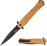 Mtech Linerlock A/O Tan Aluminum Folding 3Cr13MoV Pocket Knife A2025TN