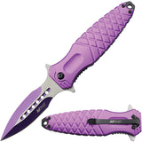Mtech Linerlock A/O Purple Aluminum Folding 3Cr13MoV Pocket Knife A2041PL