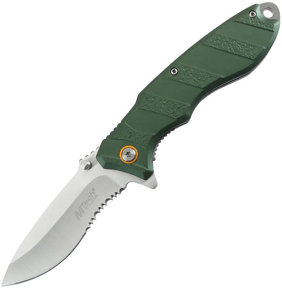 Mtech Linerlock A/O Green Aluminum Folding 3Cr13MoV Steel Pocket Knife A2048GN