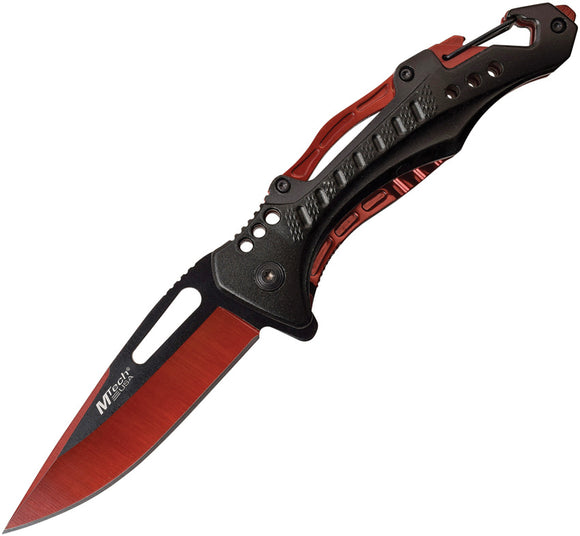 MTech Linerlock A/O Red & Black Aluminum Folding Stainless Pocket Knife A705G2RD