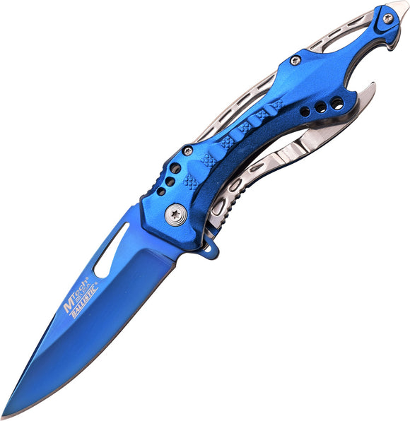 MTech Linerlock A/O Blue Aluminum Folding Stainless Pocket Knife A705SBL