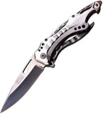 MTech Linerlock A/O Silver Aluminum Folding Stainless Pocket Knife A705SL