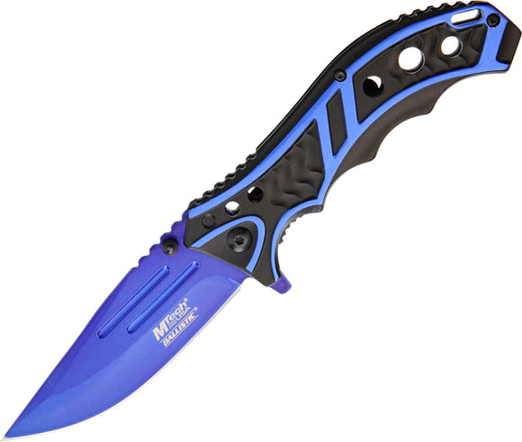 MTech Linerlock A/O Black & Blue Folding Stainless Steel Pocket Knife A907BL