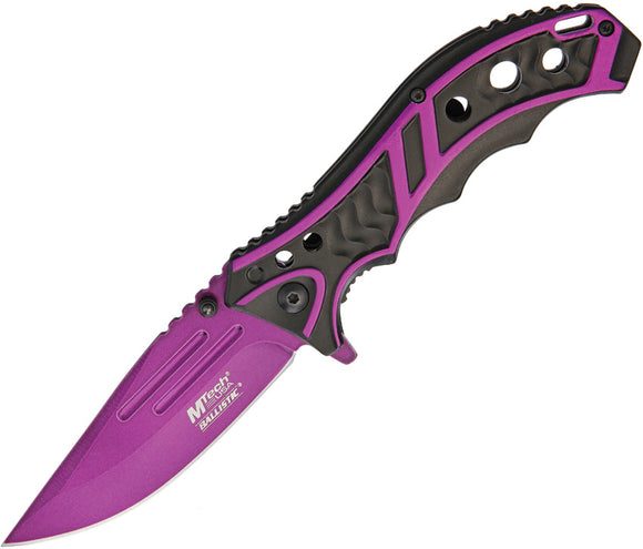 MTech Linerlock A/O Black & Purple Folding Stainless Steel Pocket Knife A907PE