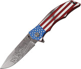 MTech Xtreme Flag A/O Linerlock Aluminum Folding Stainless Pocket Knife A849CL