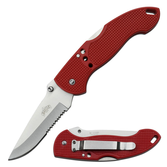 Master Lot of 12 Red Partially Serrated Lockback Folding Pocket Knife 1123RDXX