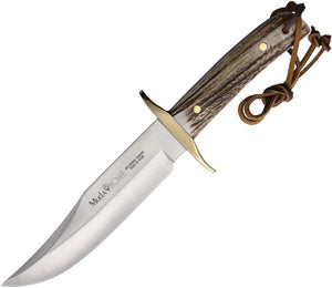 Muela Classic Bowie Stag Bone Vanadium Molybdenum Fixed Blade Knife w/ Sheath 90844