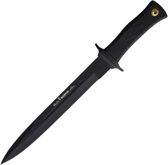 Muela Scorpion Black Checkered Stainless Spear Pt Fixed Blade Knife w/ Sheath 92884