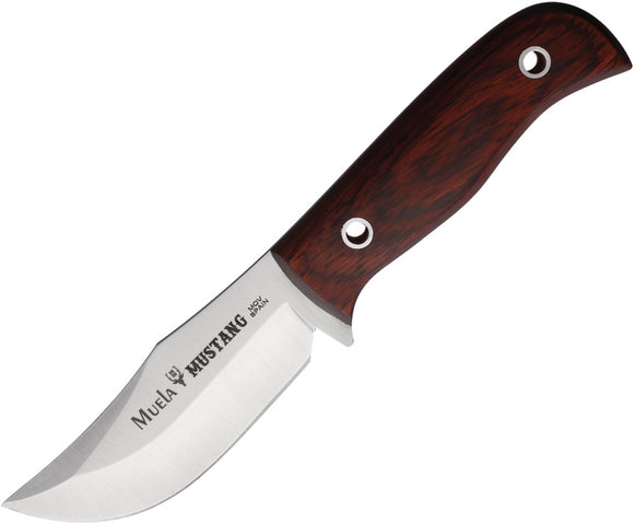 Muela Mustang Brown Wood Vanadium Molybdenum Fixed Blade Knife w/ Sheath 98371