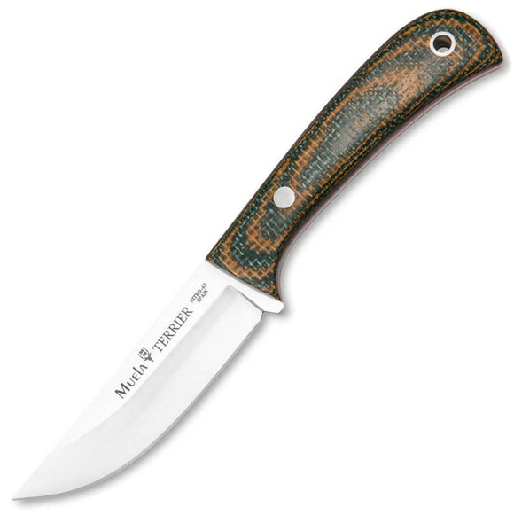 Muela Terrier-9G Green & Yellow Micarta Nitro-42 Fixed Blade Knife w/ Leather Sheath 98485