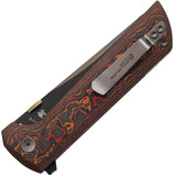 North Mountain Blades Chop 2 Button Lock Orange & Black Carbon Fiber Folding SLD-MAGIC Knife 2406ORCFD