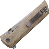 North Mountain Blades Chop 2 Button Lock Tan Micarta Folding SLD-MAGIC Knife 2406YLMCT