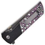 North Mountain Blades Chop 2 Button Lock Pink Glow Carbon Fiber & Aluminum Folding SLD-MAGIC Knife 2407GCFPD