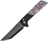 North Mountain Blades Chop 2 Button Lock Pink Glow Carbon Fiber & Aluminum Folding SLD-MAGIC Knife 2407GCFPD