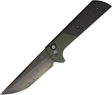 North Mountain Blades Chop 2 Button Lock Carbon Fiber & Green Aluminum Folding SLD-MAGIC Knife 2407SGCFD