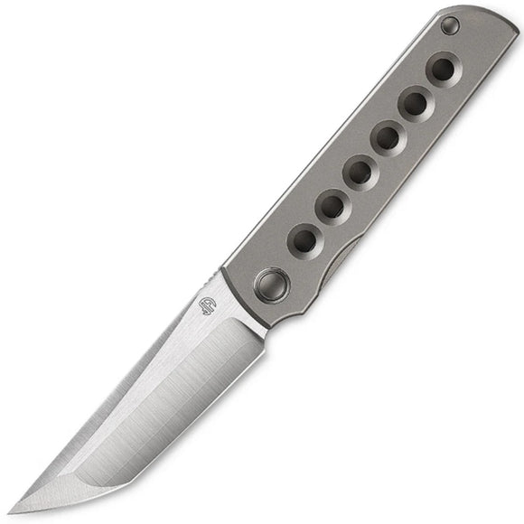 North Mountain Blades Lee Kick Stop Framelock Gray Titanium Folding ZDP-189 Knife 2411KTHL
