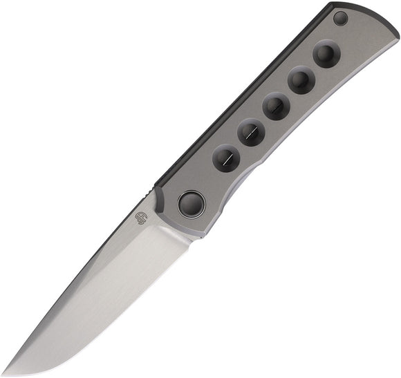 North Mountain Blades Sun Framelock Gray Titanium Folding M390 Knife 2525HL