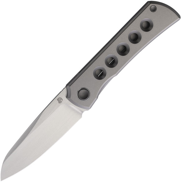 North Mountain Blades Moon Framelock Gray Titanium Folding M390 Knife 2526HL