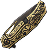 North Mountain Blades Gold Nocturne 24K Linerlock Black Titanium Folding CPM-3V Knife 2532GDD