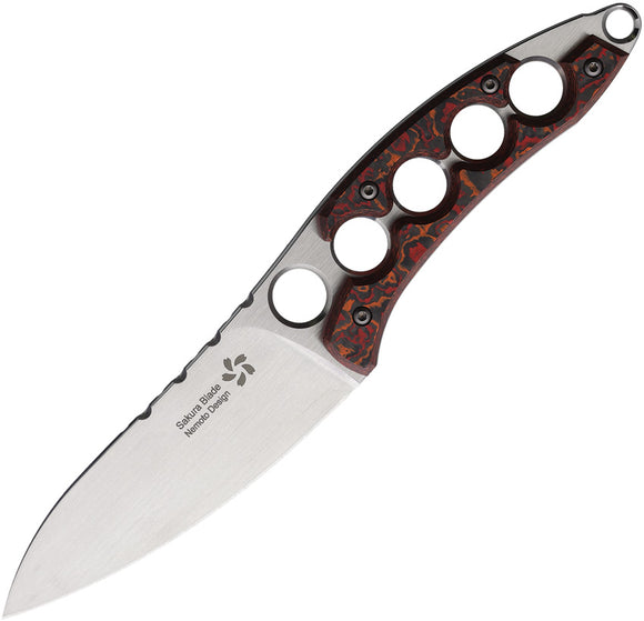 North Mountain Blades Shura Red & Black Carbon Fiber ZDP-189 Fixed Blade Knife SHURARD