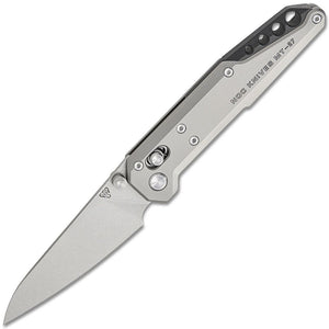 NOC Knives MT-27 Dark Feather Crossbar Lock Gray Titanium Folding M390 Knife MT2703