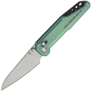 NOC Knives MT-27 Dark Feather Crossbar Lock Green Titanium Folding M390 Knife MT2720
